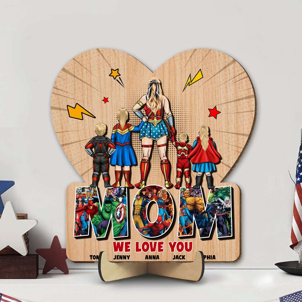Superhero Mom Personalized Wooden Sign - Perfect Mother's Day Gift Wood Sign PopCulturePrints