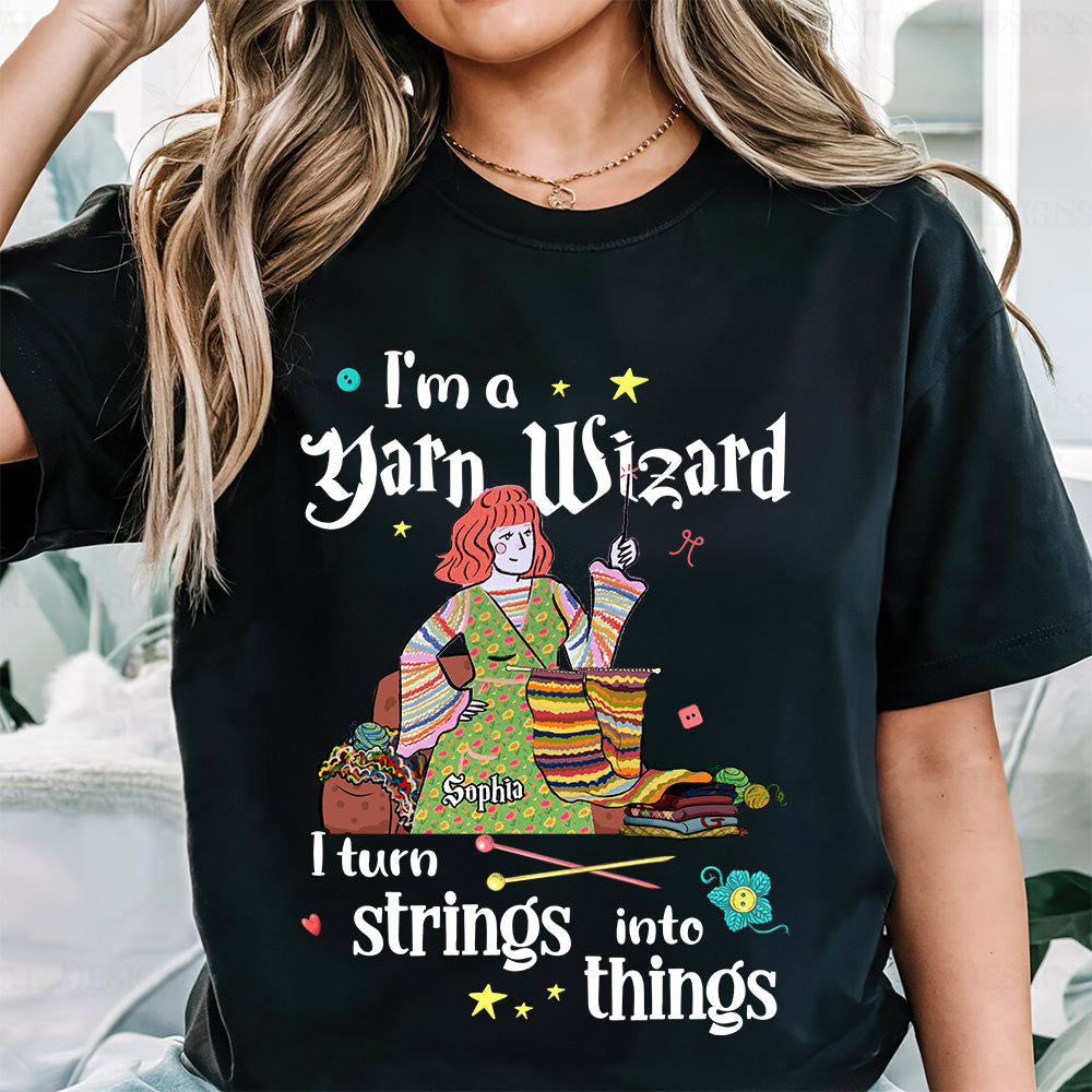 Personalized Yarn Wizard T-Shirt - Turn Strings into Things