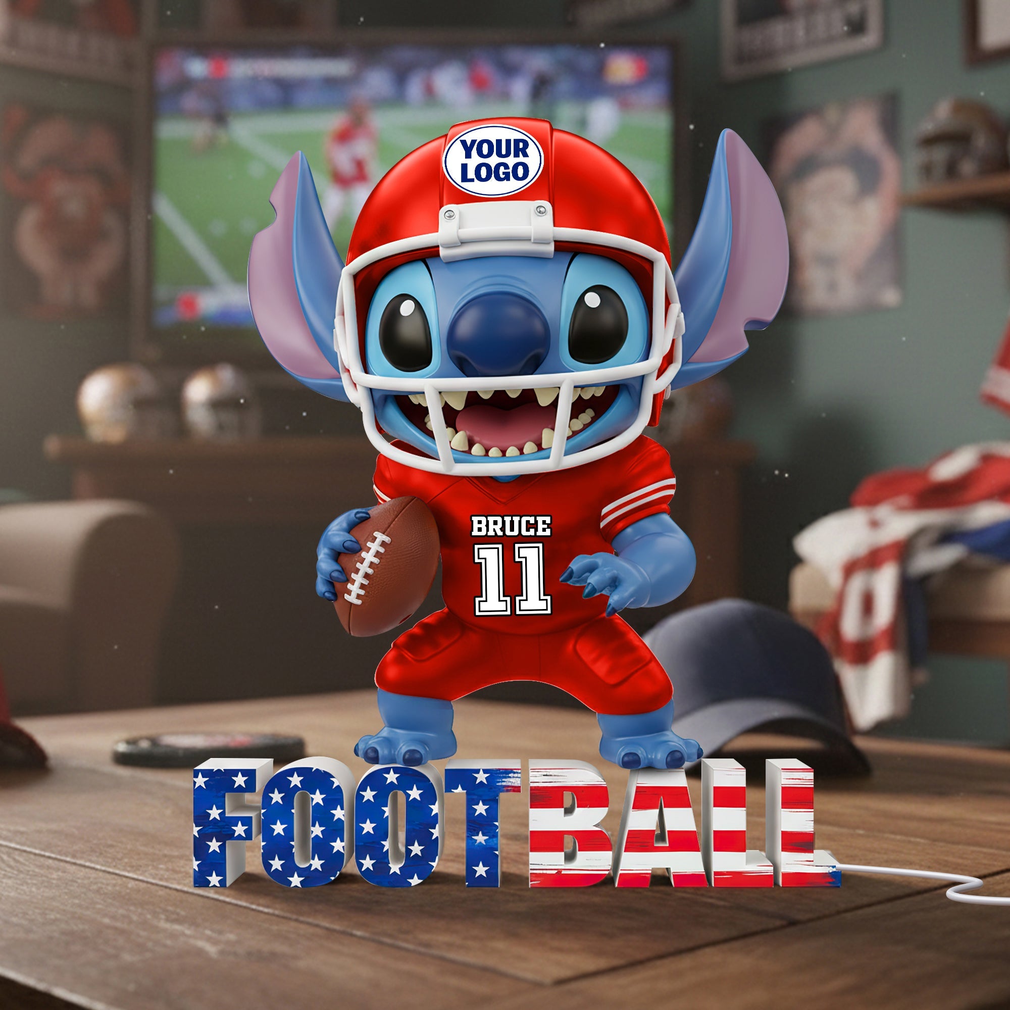 Light Up Your Game: Sport Lover Blue Alien Light Box - Personalized Gift for Sports Fans Light Box PopCulturePrints