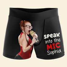 Load image into Gallery viewer, Personalized Speak Into The Mic Men's Boxers for Couples Boxer Briefs PopCulturePrints
