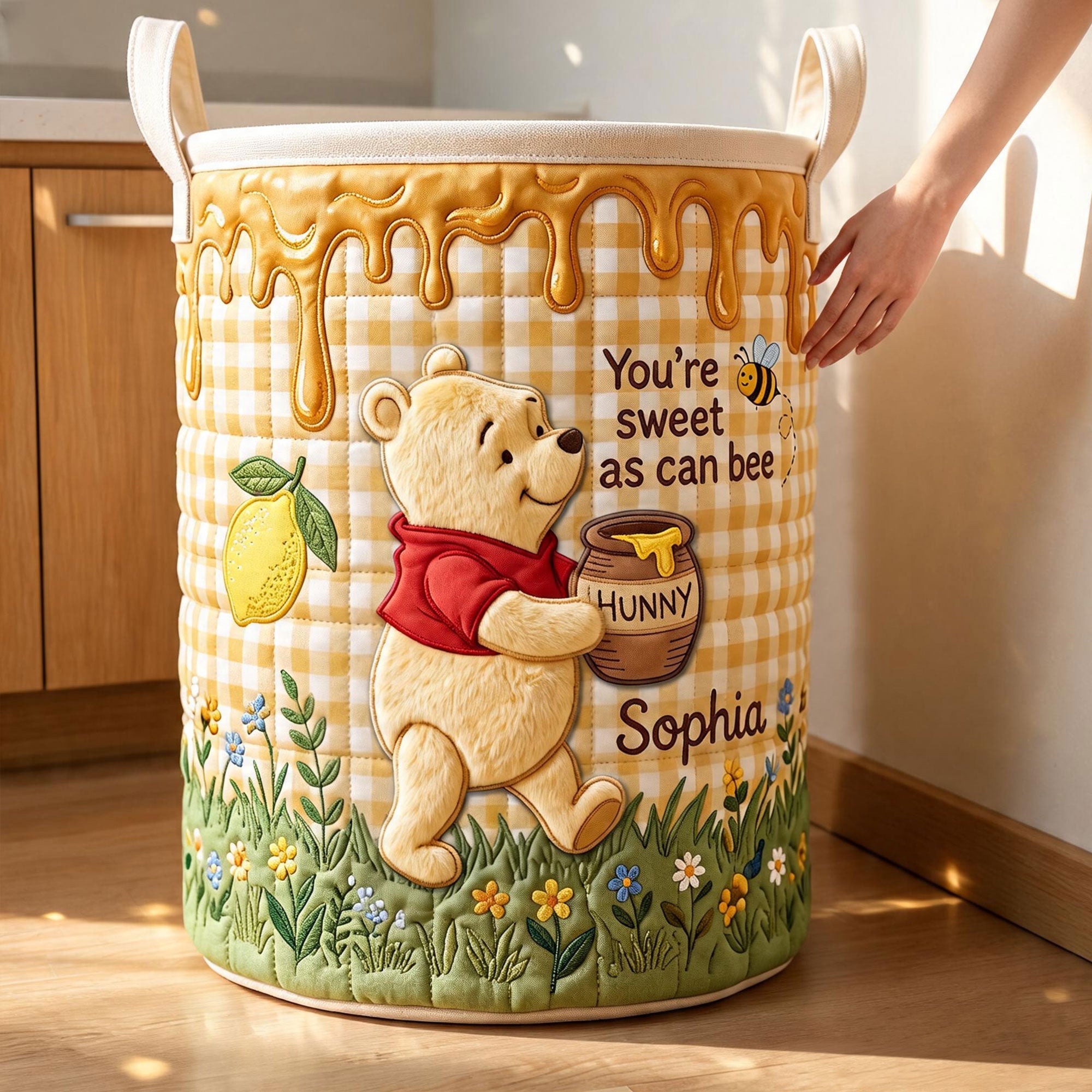 “You’re Sweet as Can Bee” - Sweet Quilt Laundry Basket - Personalized Gift for Kids