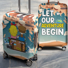 Load image into Gallery viewer, Personalized Luggage Cover for Couples - Let Our Adventure Begin Luggage Covers PopCulturePrints
