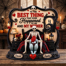 Load image into Gallery viewer, Spooky Love: 'Best Thing That Ever Happened to Me' - Personalized Acrylic Plaque for Couples Shaped Plaques PopCulturePrints
