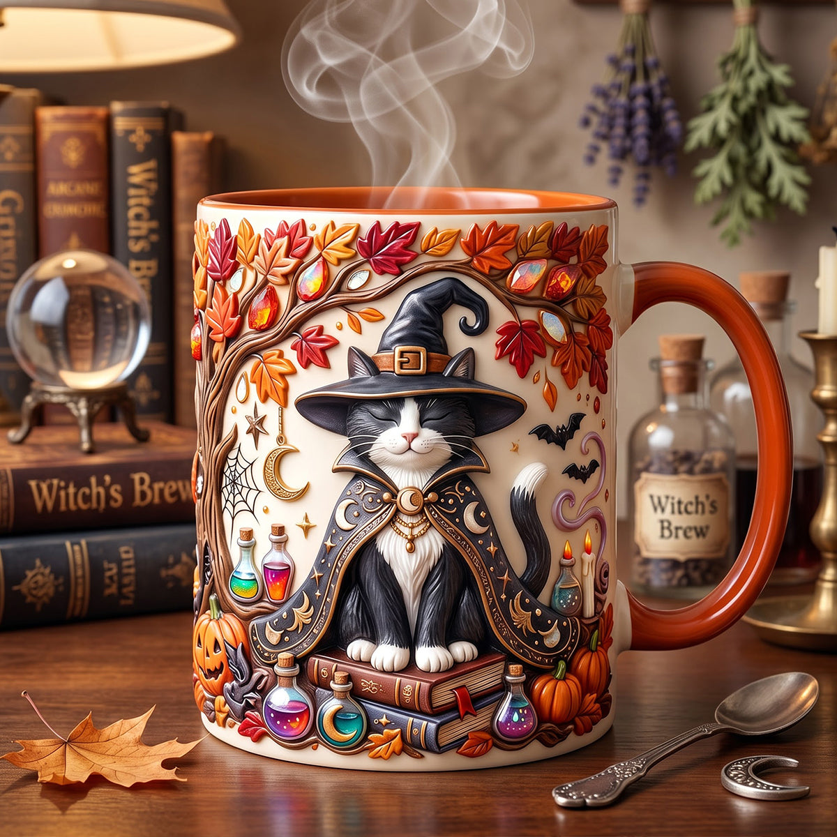 Embrace the Magic: Witch Cat Coffee Mug - Personalized Gift for Cat Lovers