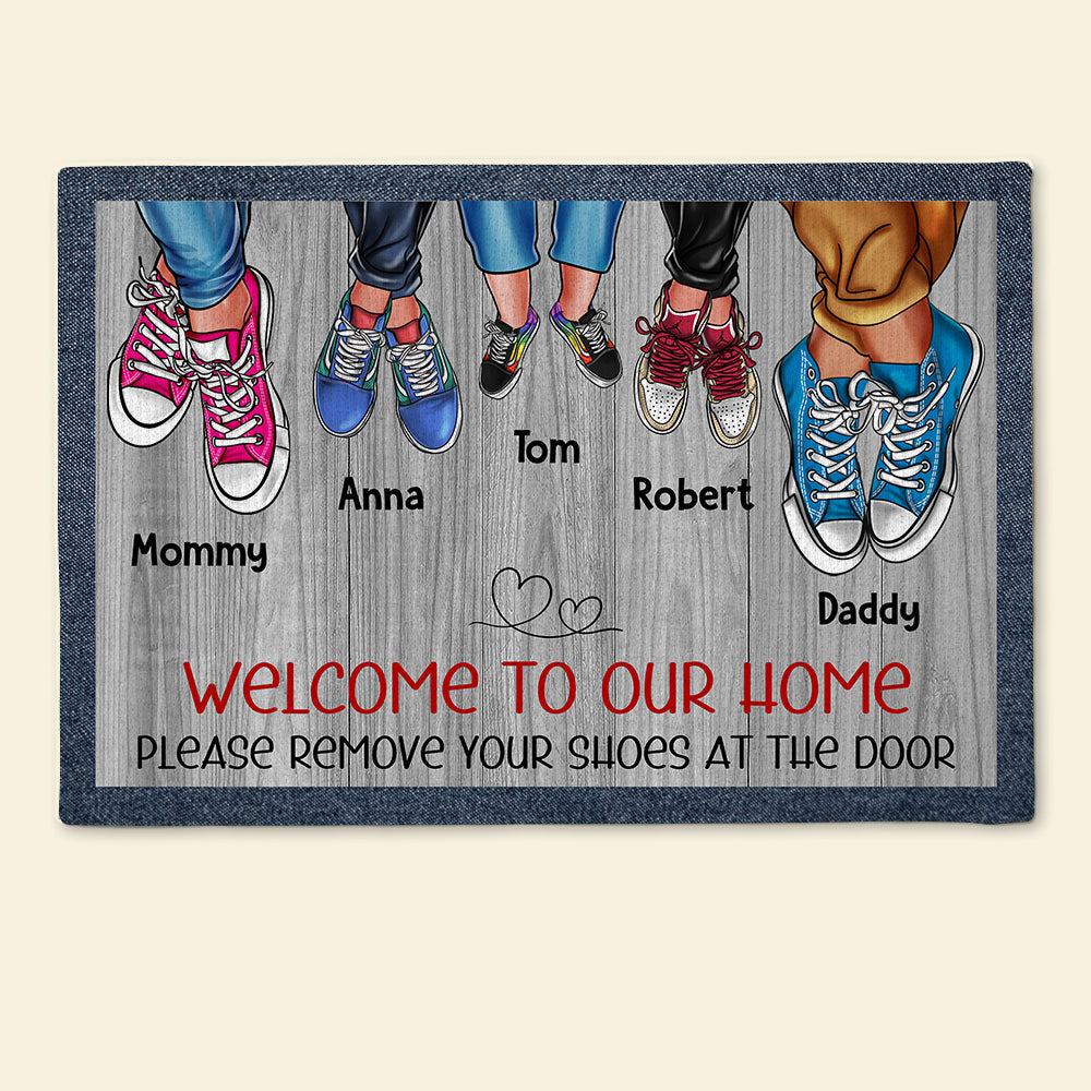 Custom Family Welcome Doormat - Personalized Shoe Prints Doormat PopCulturePrints