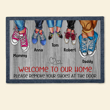 Load image into Gallery viewer, Custom Family Welcome Doormat - Personalized Shoe Prints Doormat PopCulturePrints
