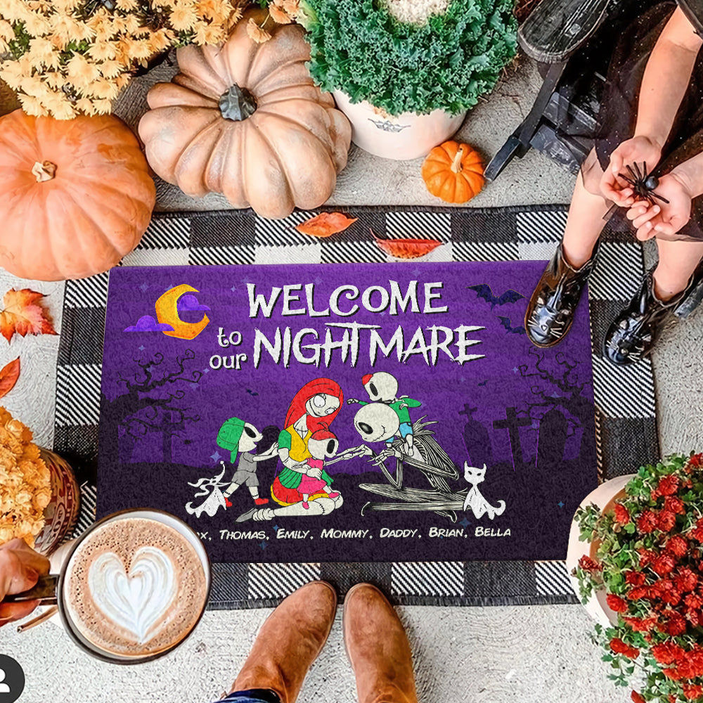 Personalized Horror Themed Family Doormat - Welcome to Our Nightmare Doormat PopCulturePrints