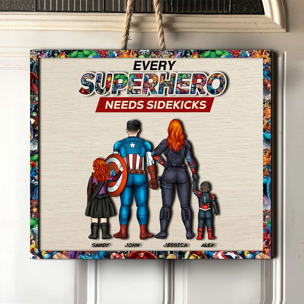 Personalized Family Superhero Wood Sign Wood Sign PopCulturePrints