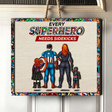 Load image into Gallery viewer, Personalized Family Superhero Wood Sign Wood Sign PopCulturePrints
