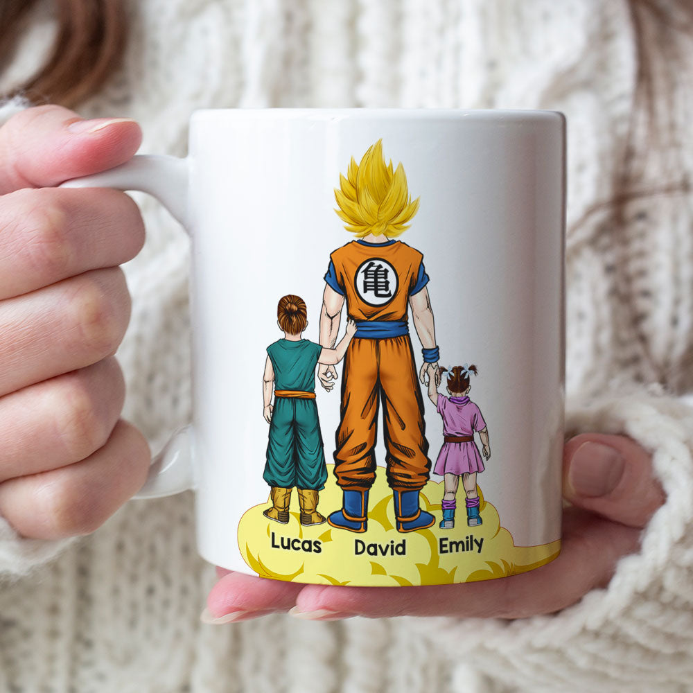 Custom Super Saiyan Dad Mug - Personalized Gift for Father's Day Coffee Mug PopCulturePrints