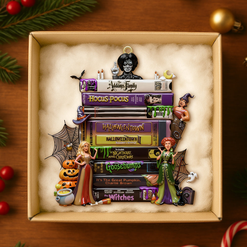 "Embrace Your Dark Side!" - Horror Witch Tape Stack Ornament - Personalized Gifts for Horror Fans Ornament PopCulturePrints