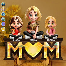 Load image into Gallery viewer, We Love You Mom 3D Cartoon - Personalized LED Light Wooden Plaque LED Light Wooden Plaque PopCulturePrints
