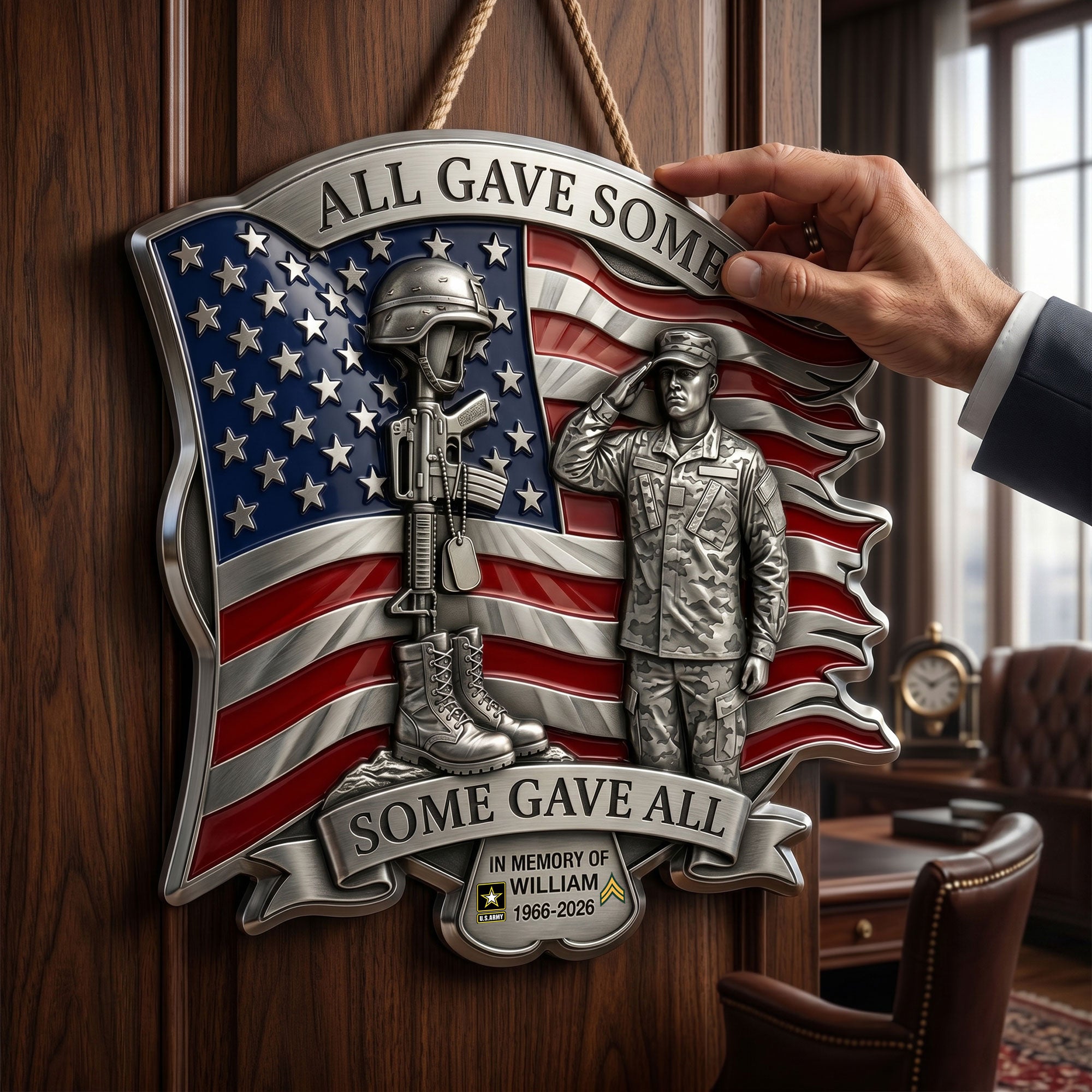 All Gave Some, Some Gave All - Personalized Fallen Hero Memorial Metal Sign - Gift for Veterans, Families, and Friends