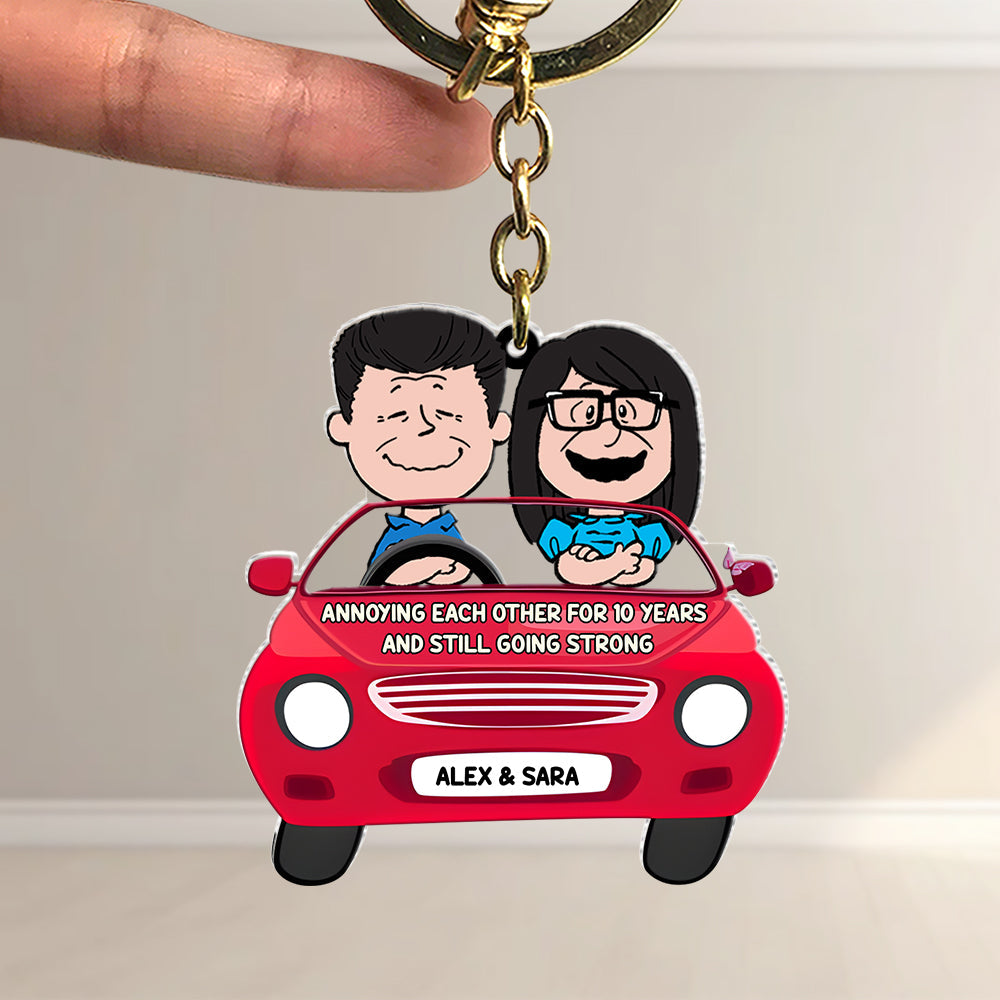 Personalized Couple Keychain - Custom Cartoon Car Keychain Gift