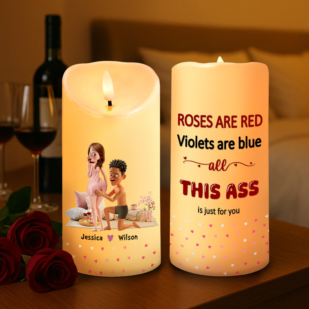 Roses are Red, Violets are Blue - Personalized Couple LED Candle Led Candle PopCulturePrints