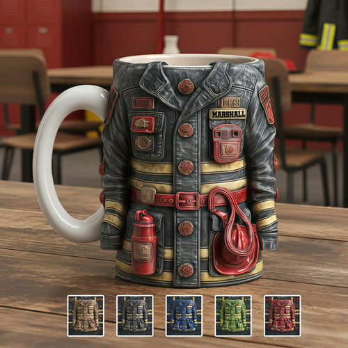 “For the Brave Heroes” - Turnout Gear Firefighter Coffee Mug - Personalized Gift for Firefighters Coffee Mug PopCulturePrints