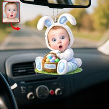 Load image into Gallery viewer, Easter Bunny Kid Car Ornament - A Custom Photo Gift to Delight Every Child Ornament PopCulturePrints
