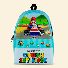 Load image into Gallery viewer, Personalized 'Ready to Crush' Backpack for Kids - Racing Theme Backpack PopCulturePrints
