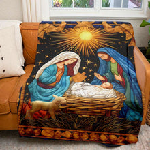 Load image into Gallery viewer, Nativity Scene Christmas Blanket - Jesus Christ Quilt Art
