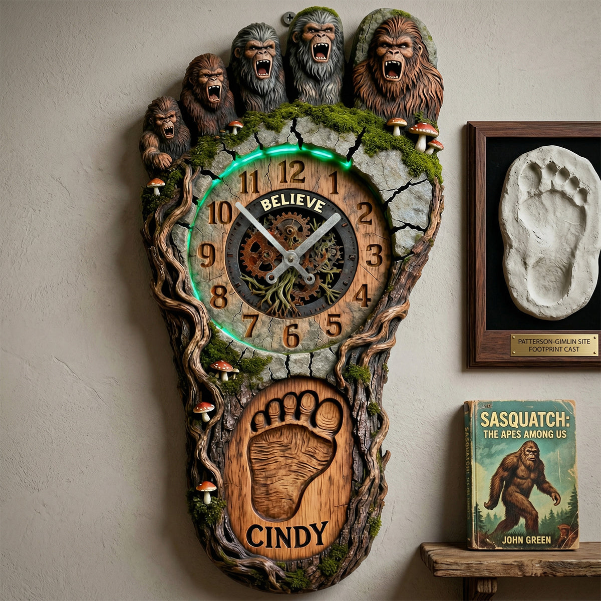Believe in Bigfoot - Personalized Wall Clock for Adventurers and Nature Lovers Hanging Wall Clock PopCulturePrints