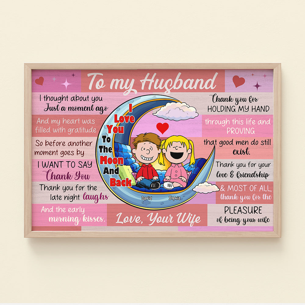 Personalized Couple Canvas - Love You to the Moon and Back Poster & Canvas PopCulturePrints