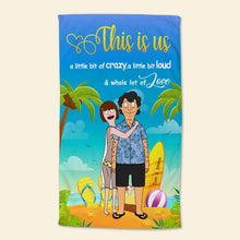 Load image into Gallery viewer, Custom Couples Beach Towel - Unique Personalized Valentine's Day Gifts | This Is Us Beach Towel PopCulturePrints
