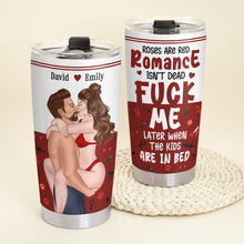 Load image into Gallery viewer, Personalized Couple Tumbler - Roses Are Red Romance Isn&#39;t Dead Tumbler Cup PopCulturePrints
