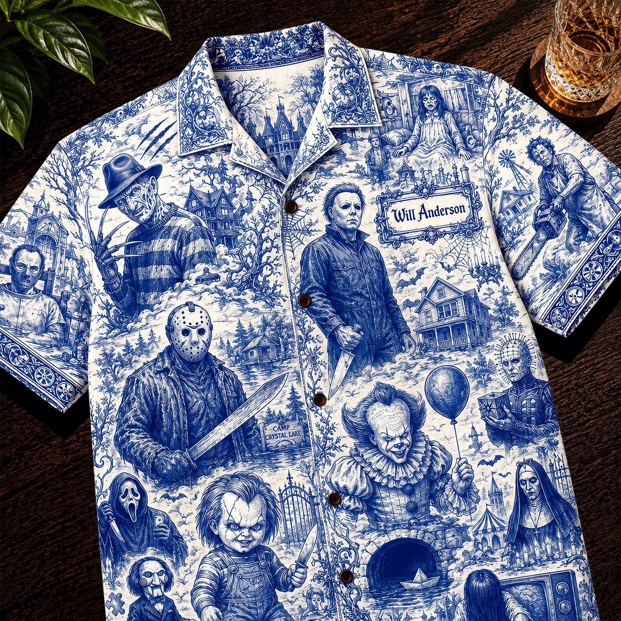 "Embrace the Spook!" Retro Horror Hawaiian Shirt - Personalized Gift for Horror Lovers