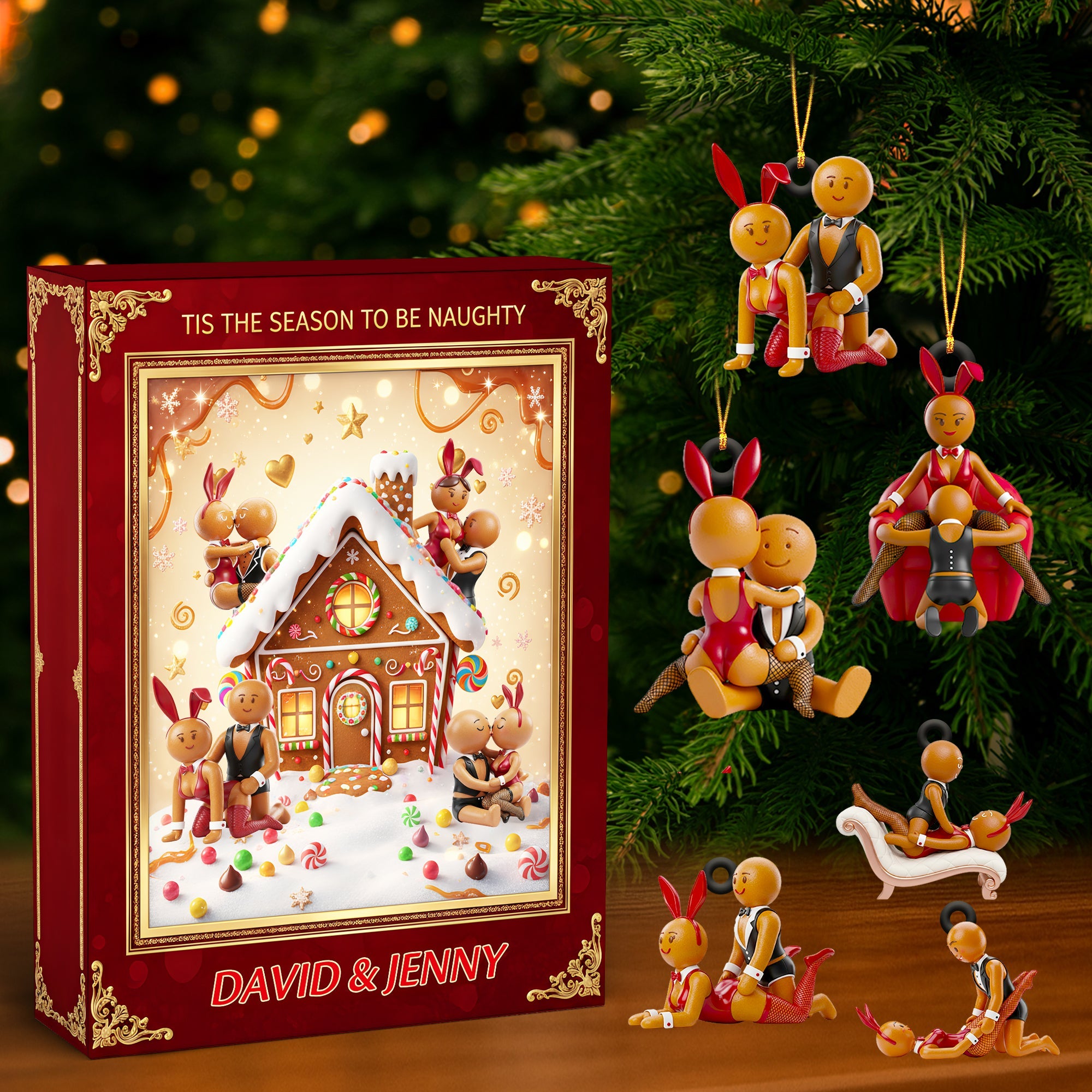 “Celebrate Your Love This Christmas with a Touch of Mischief” - Gingerbread Couple Christmas Advent Calendar Blind Box - Personalized Gift for Couples Advent Calendar PopCulturePrints