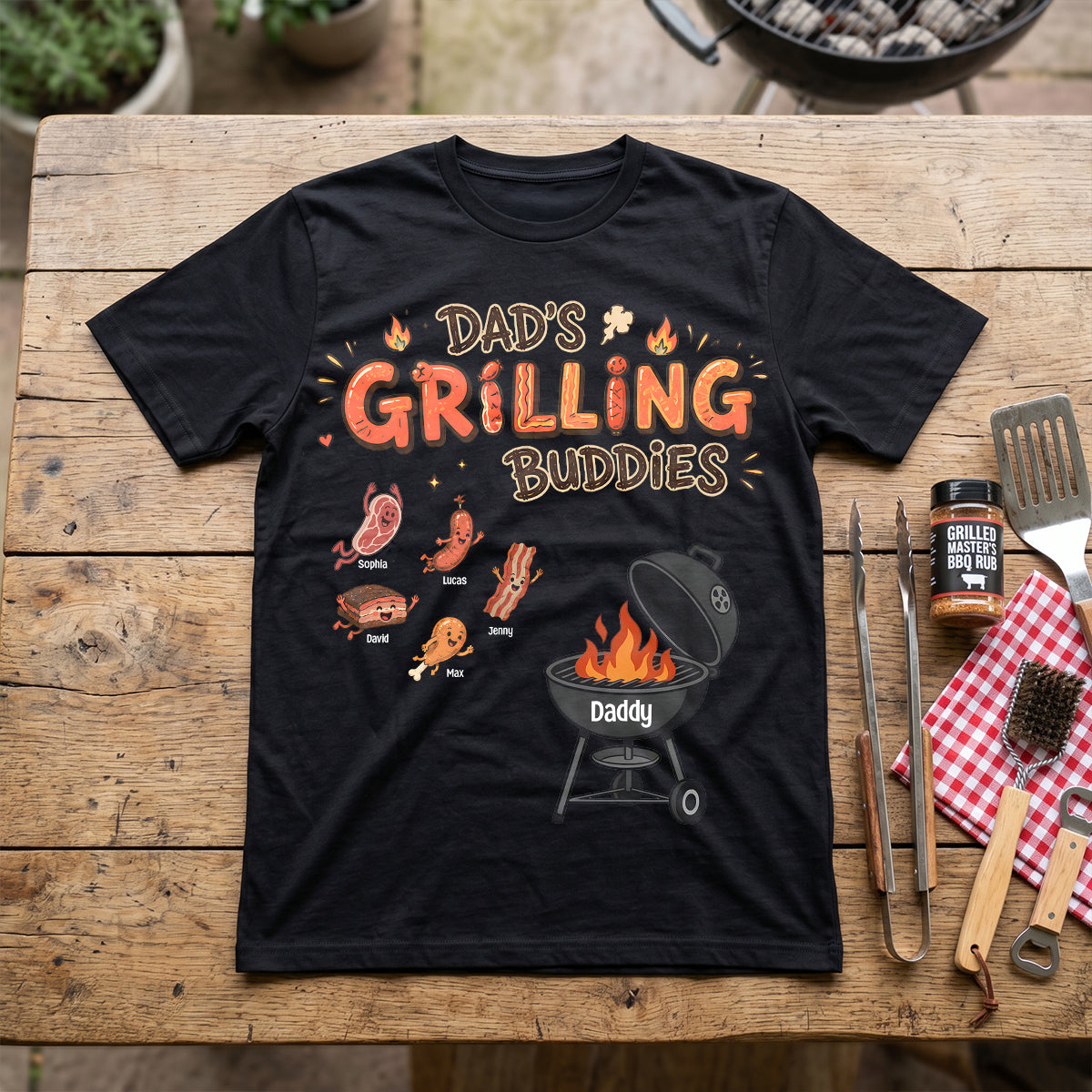 Dad's Grilling Buddies Shirt - Personalized Gift for Grilling Dads Shirts PopCulturePrints