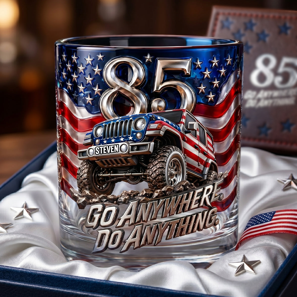 Celebrate 85 Years: Go Anywhere Do Anything - Personalized Round Glass Glass PopCulturePrints