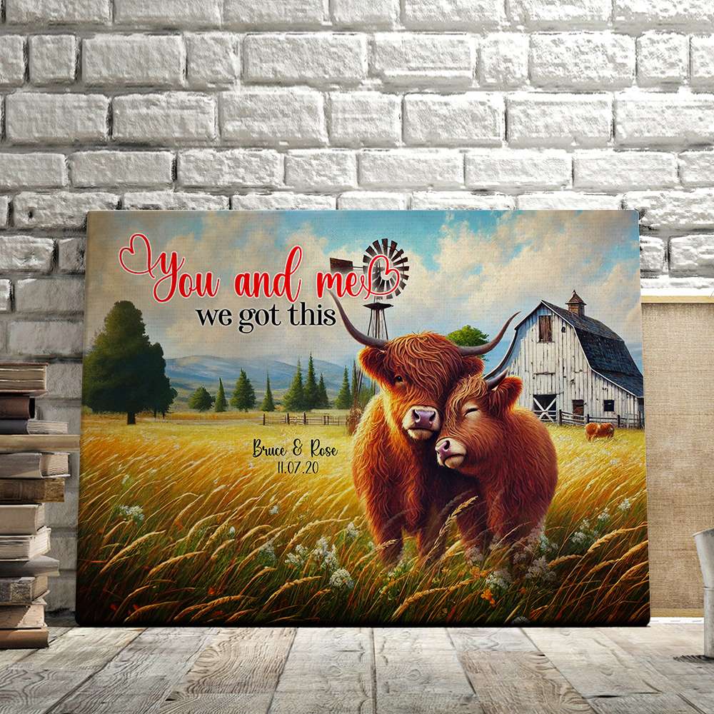 Personalized Highland Cow Couple Canvas Art Poster & Canvas PopCulturePrints