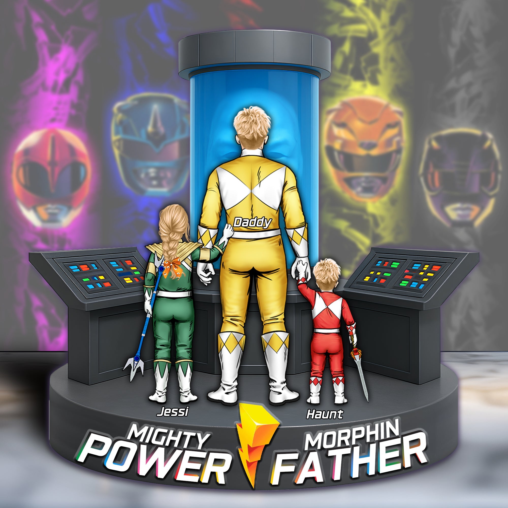 Mighty Power Father - Personalized Dad Plaque Shaped Plaques PopCulturePrints