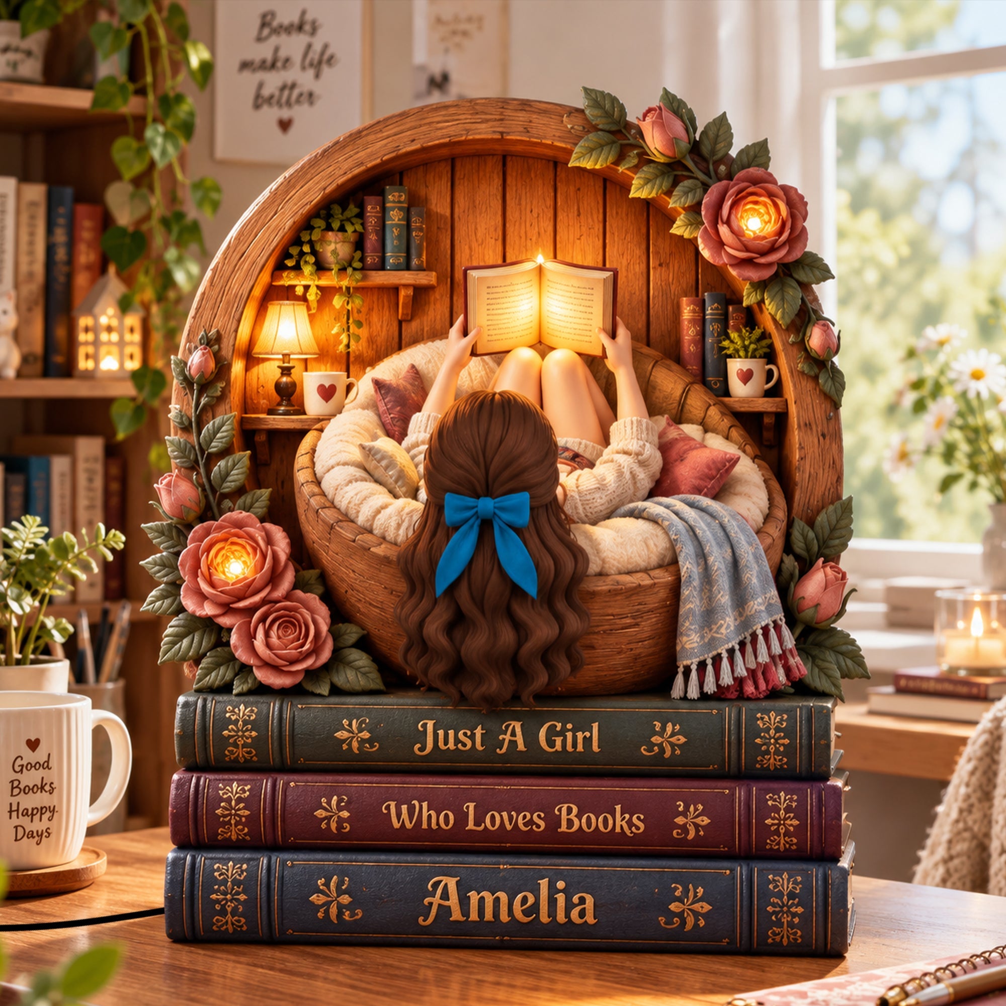 Just a Girl Who Loves Books - Personalized Book Lover Light Box