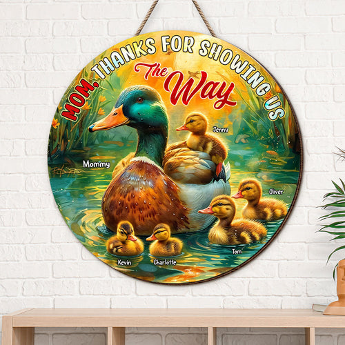 Mom, Thanks for Showing Us the Way - Personalized Wood Sign Gift for Mom & Grandma Wood Sign PopCulturePrints