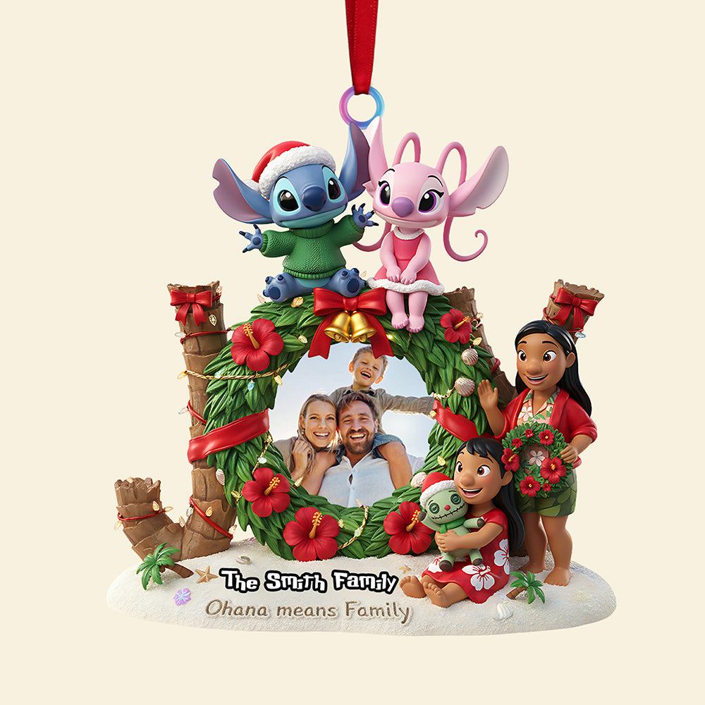 "Ohana means Family" - Custom Photo Family Christmas Acrylic Ornament - Personalized Gift for Family and Friends Ornament PopCulturePrints