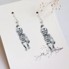Load image into Gallery viewer, “Exhausted but Fabulous!” - Funny Tired Skeleton Earrings - Personalized Gift for Exhausted Humans Earrings PopCulturePrints
