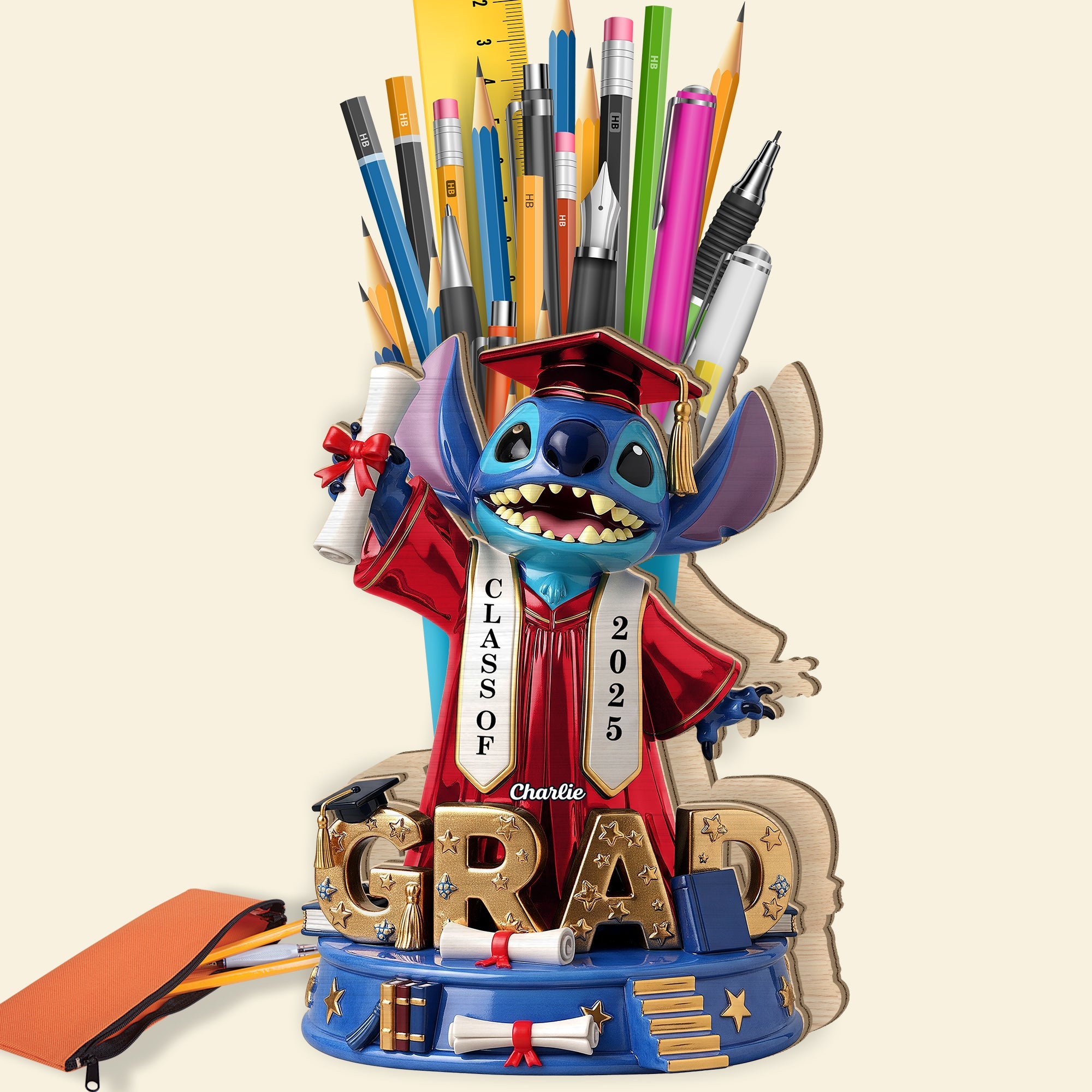 Celebrate Success: Cute Grad Pen Holder - Personalized Gift for Graduates Pen Holder PopCulturePrints