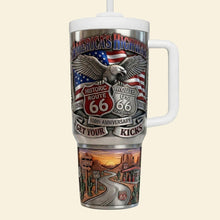 Load image into Gallery viewer, Get Your Kicks on Route 66 - Personalized Centennial Celebration Tumbler for Adventure Seekers Tumbler Cup PopCulturePrints
