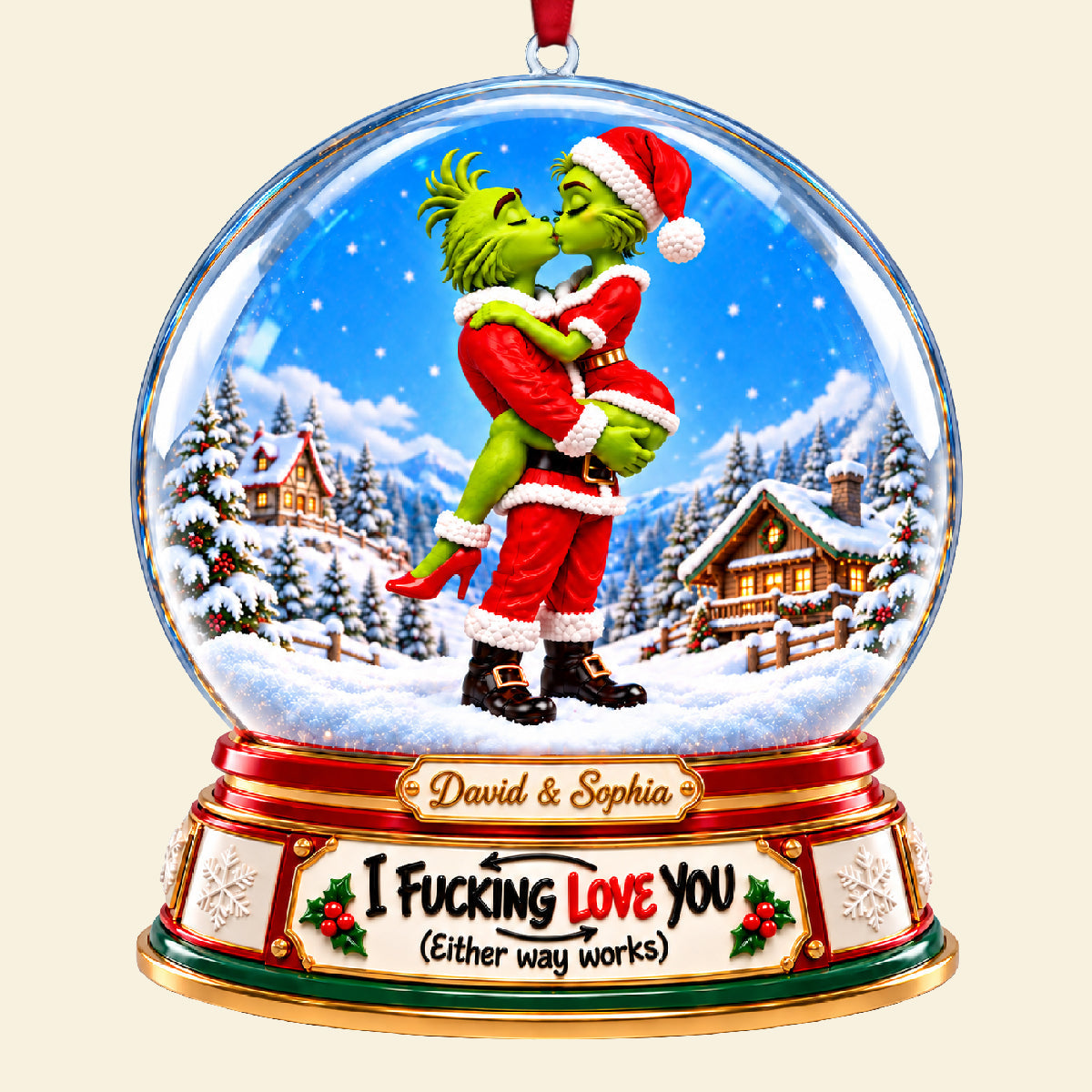 I Fucking Love You - Personalized Furry Naughty Couple Ornament for Christmas