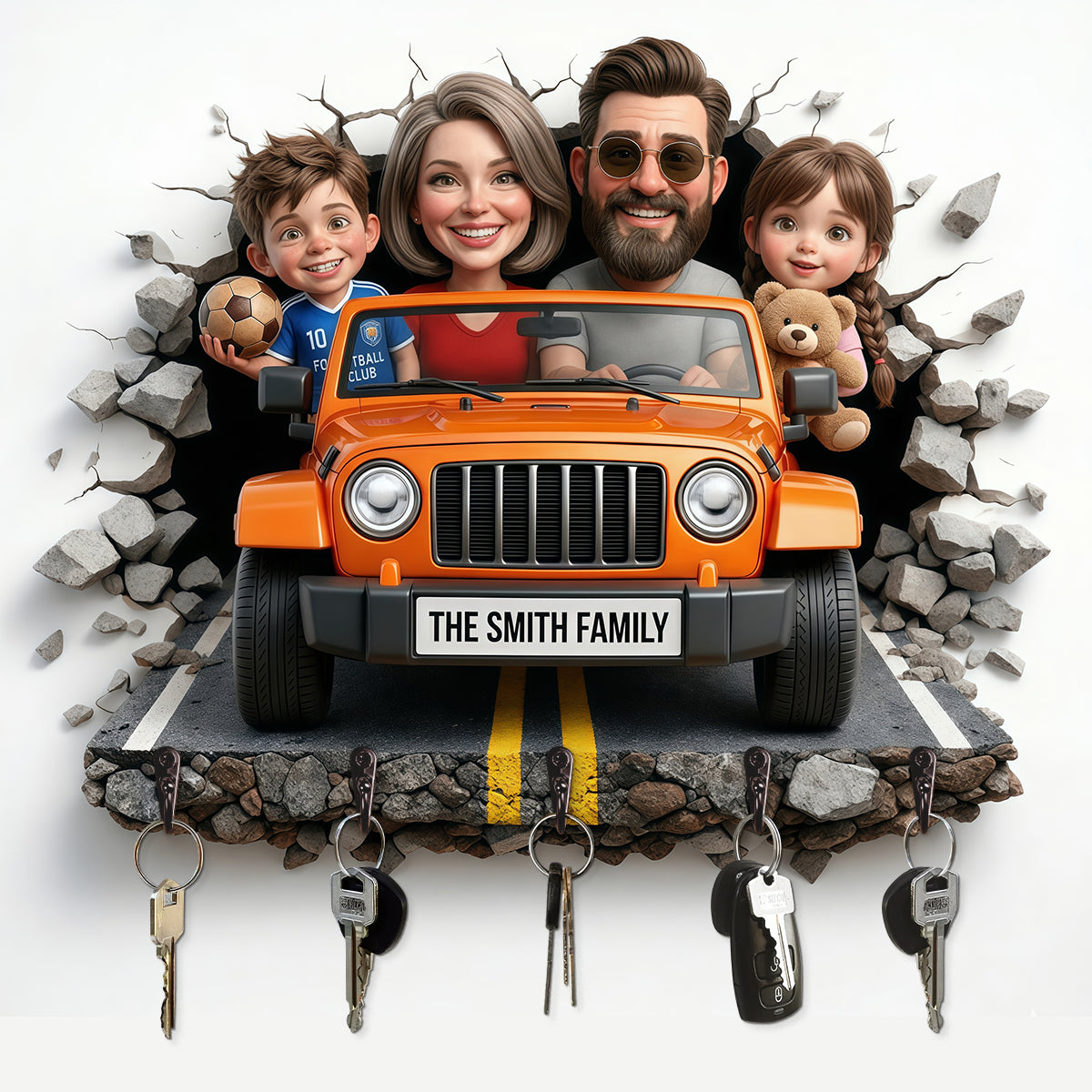 "Family Adventures Await" - Personalized Driving Roadway Acrylic Key Hanger - Custom Photo Gifts for Families Key Hanger PopCulturePrints