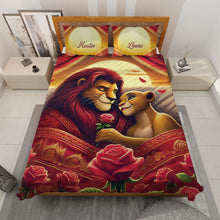 Load image into Gallery viewer, Personalized Lion Couple Quilt Bed Set - Perfect Gift for Couples Blanket PopCulturePrints
