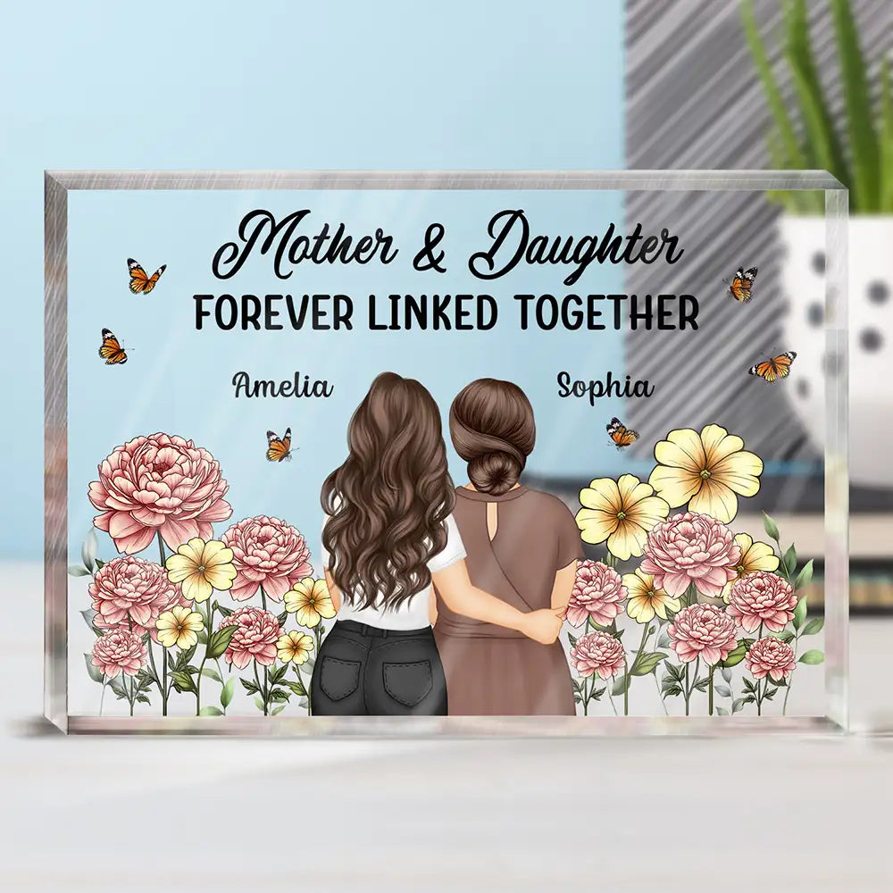 Mother & Daughter Forever Linked Together - Personalized Acrylic Plaque for Unique Bonding Moments Acrylic Plaque PopCulturePrints