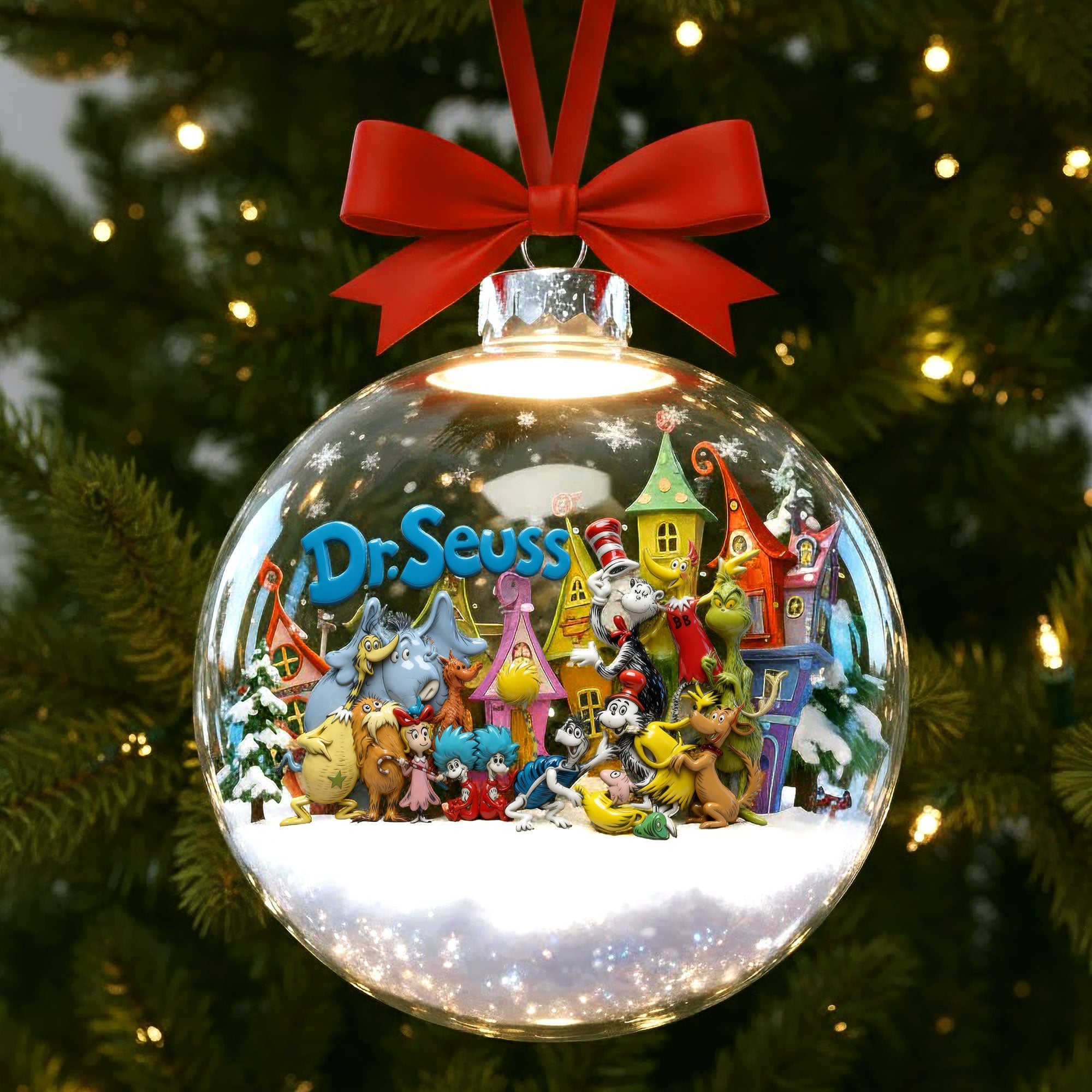 Celebrate Whimsy: Personalized Dr. Seuss Children’s Book Ornament – Perfect Gift for Kids and Fans Ornament PopCulturePrints