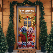 Load image into Gallery viewer, “Celebrate Family Love with a Personal Touch” - Blue Alien Family Door Cover - Customizable Gift for Families Door Covers PopCulturePrints
