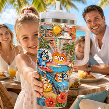 Load image into Gallery viewer, Summer Time 40oz Tumbler With Handle - Personalized Gifts 04PALU290626 Tumbler Cup PopCulturePrints
