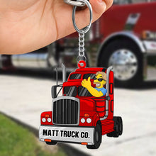 Load image into Gallery viewer, Personalized Truck Driver Keychain - Custom Badass Trucker Gift Keychains PopCulturePrints
