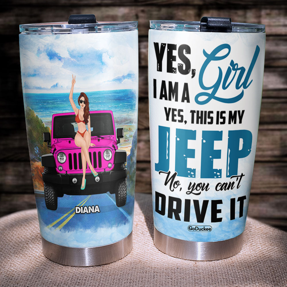 Personalized Girl Jeep Stainless Steel Tumbler