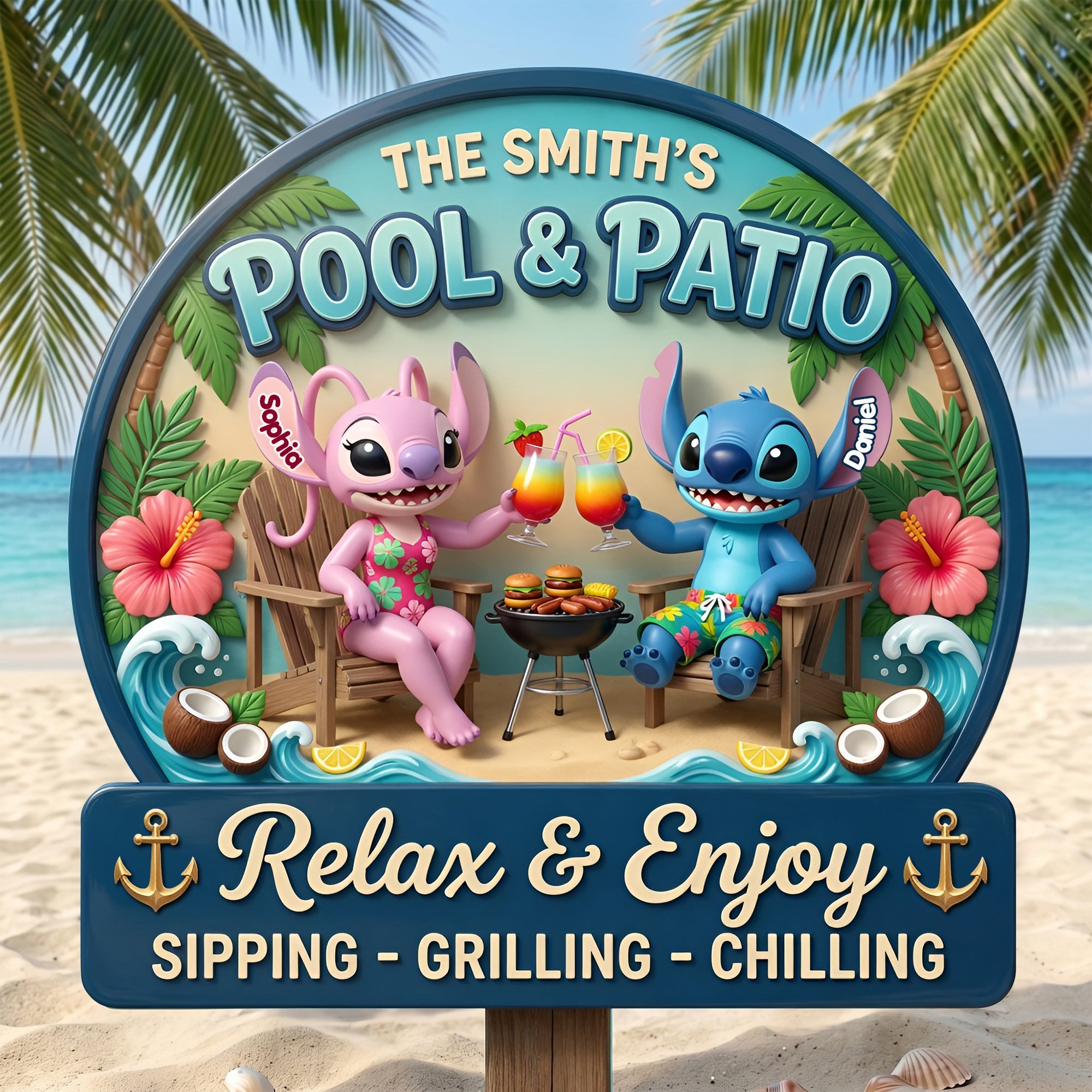 Relax & Enjoy Metal Sign - Personalized Gifts For Couple 03TYLU180626 Metal Signs PopCulturePrints