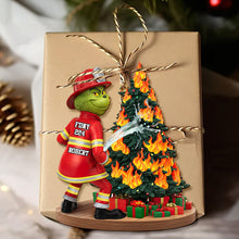 Load image into Gallery viewer, Funny Green Firefighter Ornament - Personalized Gift for Firefighters Ornament PopCulturePrints
